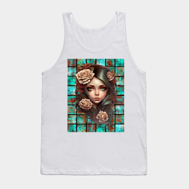 Copper Patina Boho Gothic Girl 7 Tank Top by Jay Major Designs